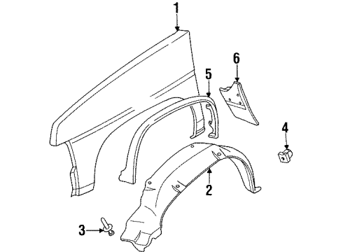 1986 Nissan D21 Fender & Components, Exterior Trim Protector - Front Fender, L Diagram for 63881-01G02