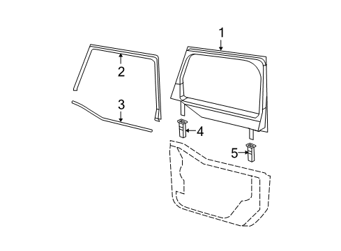 2018 Jeep Wrangler JK Front Door - Glass & Hardware Seal-Half Door Diagram for 55397044AE