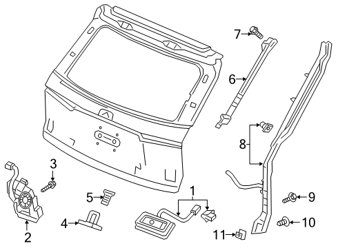 2020 Honda Passport Lift Gate Open Stay, R Tail Gate Diagram for 74820-TGS-A01