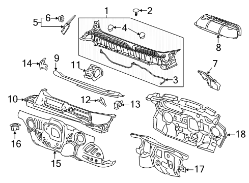 2020 GMC Acadia Cowl Insulator Diagram for 84866940