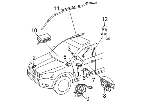 2010 Toyota RAV4 Air Bag Components Driver Air Bag Diagram for 45130-0R020-B0