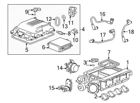 2010 Cadillac CTS Intake Manifold Manifold Gasket Diagram for 12634206