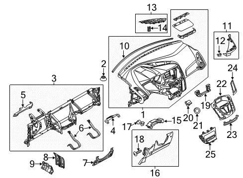 2016 Ford Focus Instrument Panel Bezel Diagram for CV6Z-58042A82-A