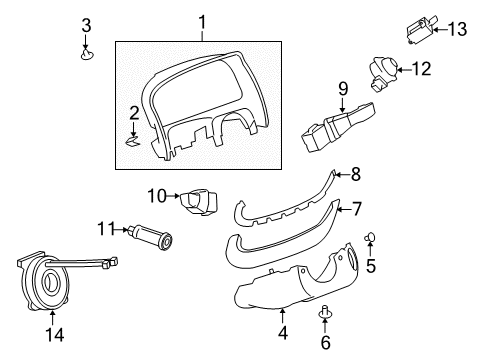 2009 Saturn Vue Ignition Lock Cover, Steering Column Housing Trim Extension Diagram for 96827203