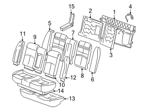 2002 Buick Regal Rear Seat Components Seat Cushion Pad Diagram for 88898766