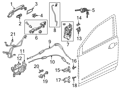 2018 Honda CR-V Front Door Handle, Left Front (Dark Olive Metallic) (Smart) Diagram for 72181-TLA-A71ZJ