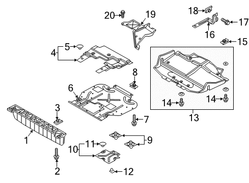2013 Ford F-150 Splash Shields Rear Plate Support Bracket Diagram for BL3Z-16001A08-A