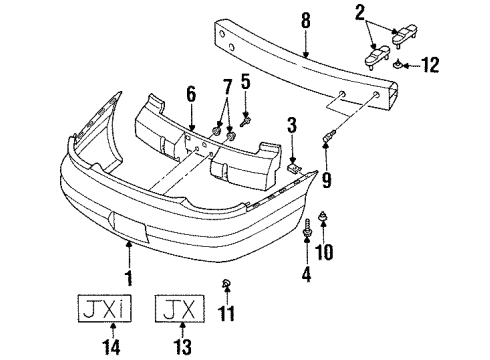 1998 Chrysler Sebring Rear Bumper Bolt-HEXAGON Head Diagram for 6100558