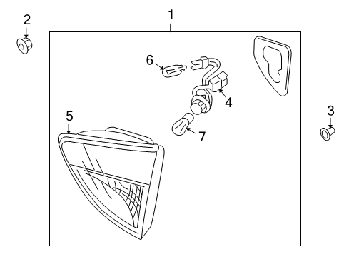 2007 Hyundai Veracruz Bulbs Rear Combination Inside Lamp Holder Diagram for 92490-3J000