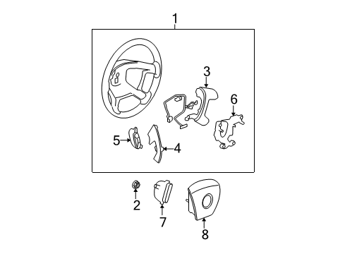 2010 GMC Acadia Steering Column, Steering Wheel Steering Wheel Diagram for 25961518