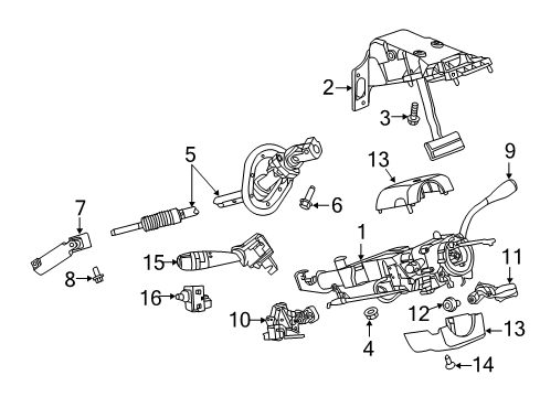 2014 Ram 1500 Steering Column & Wheel, Steering Gear & Linkage, Shroud, Switches & Levers Column-Steering Diagram for 6GD781Z0AE