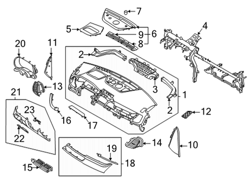 2021 Kia Seltos Instrument Panel Duct Assembly-Side Air V Diagram for 97490Q5000QA1