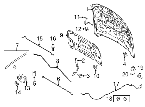 2020 Ford Mustang Hood & Components Rear Seal Diagram for FR3Z-16740-A