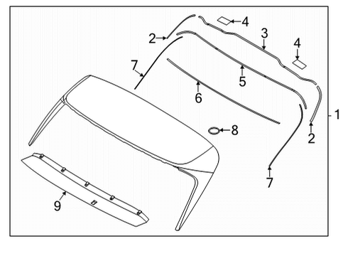 2022 Genesis GV80 Rear Spoiler Pad 7-Rear Spoiler Diagram for 87219J7000