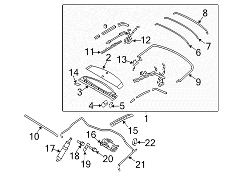 2014 Ford Mustang Frame & Components - Convertible Top Frame Assembly Diagram for DR3Z-7653000-AA