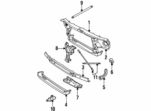 1994 Cadillac DeVille Radiator Support Support Asm-Front End Sheet Metal Diagram for 25671064