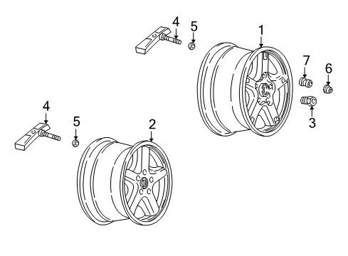 2001 Chevrolet Corvette Wheels Wheel Rim-18X9.5 Aluminum 61Mm Outside *Polished Diagram for 9594011