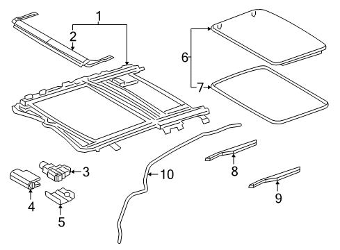 2018 Lexus LS500 Sunroof Hose, Sliding Roof Drain Diagram for 63247-50070