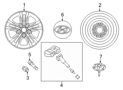 2017 Hyundai Elantra Wheels, Covers & Trim 16 Inch Wheel Diagram for 52910-F2200