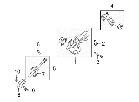 2008 Mercury Mariner Steering Column Assembly Boot Diagram for 8L8Z-3C611-A