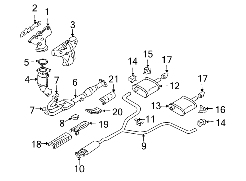 2005 Nissan Altima Exhaust Components, Exhaust Manifold Exhaust Manifold Assembly Diagram for 14006-7Y000