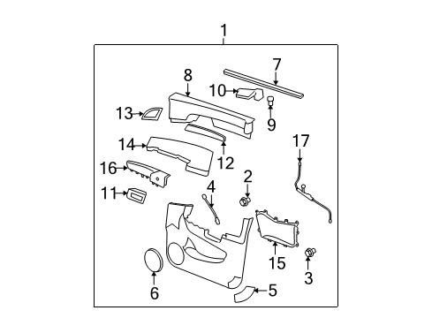 2009 Saturn Vue Interior Trim - Front Door Handle Bezel Diagram for 20983660