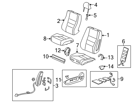 2010 Honda Accord Crosstour Heated Seats Pad Complete Right, Front Cus Diagram for 81137-TA6-K61