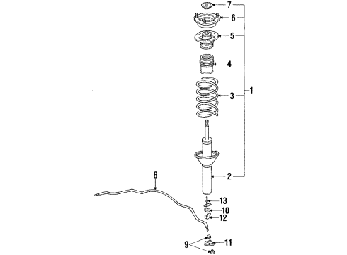 1985 Honda Accord Spring & Stabilizer - Front Shock Absorber Assembly, Right Front Diagram for 51601-SA6-631