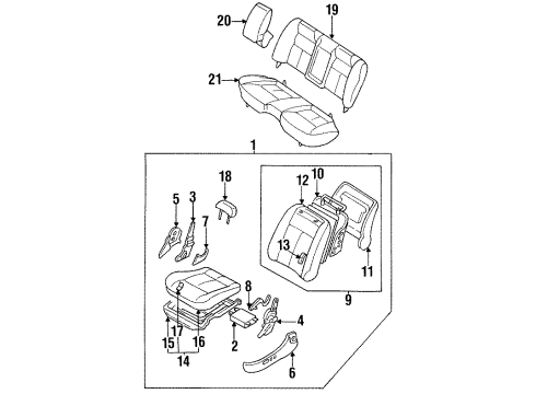 1995 Infiniti J30 Power Seats Front Seat Switch Assembly, Right Diagram for 87016-18Y00