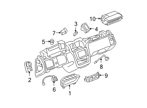 2008 Cadillac DTS A/C & Heater Control Units Auxiliary Heater & Air Conditioner Control Assembly (At Roof Console) *Titanium Diagram for 15871736