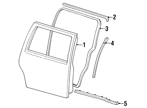 1999 Ford Windstar Side Loading Door - Door & Components Lower Weatherstrip Diagram for YF2Z-16253A24-AA