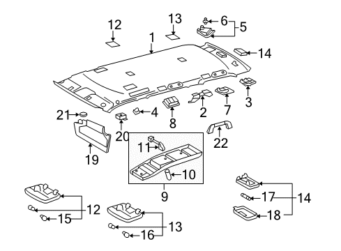 2009 Toyota Sequoia Interior Trim - Roof Overhead Console Diagram for 63650-0C320-B0