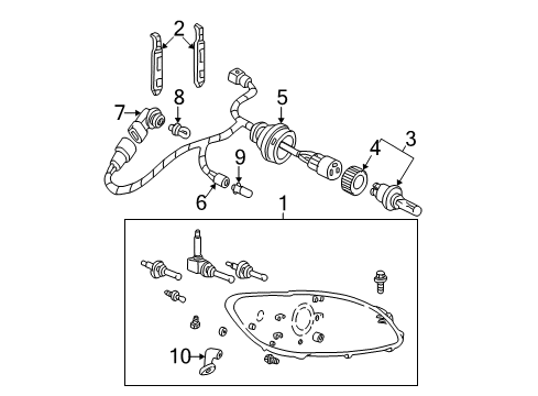 2005 Mercury Sable Bulbs Composite Headlamp Diagram for 3F4Z-13008-AB