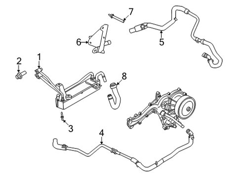 2021 Ford F-350 Super Duty Oil Cooler Water Hose Diagram for LC3Z-18N345-B