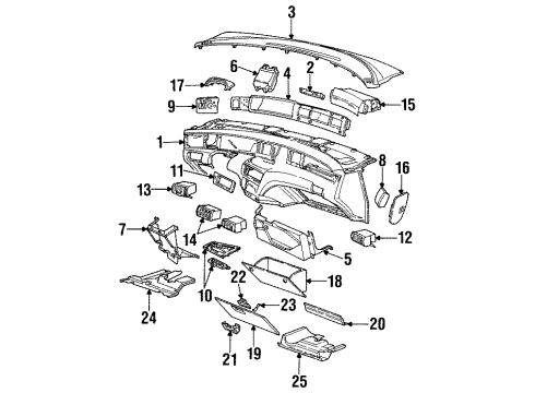 1998 Lincoln Mark VIII Instrument Panel Hinge Diagram for F7LZ6306050AA