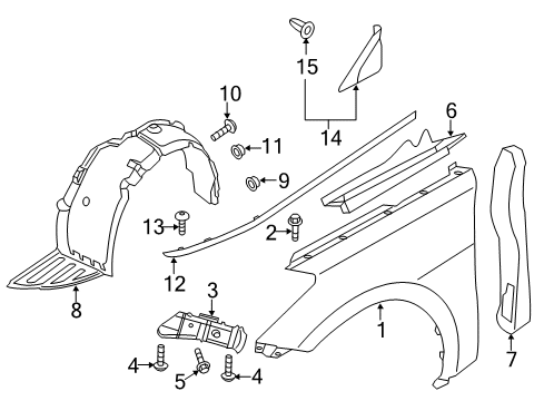 2016 Hyundai Azera Fender & Components, Exterior Trim Screw-Tapping Diagram for 10188-05127-B