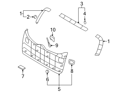 2010 Hyundai Santa Fe Interior Trim - Lift Gate Cap-Tail Gate Pull Handle Diagram for 81799-H1000-HZ