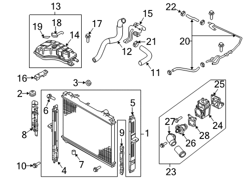 2006 Kia Sorento Radiator & Components Side Support, LH Diagram for 253163E200