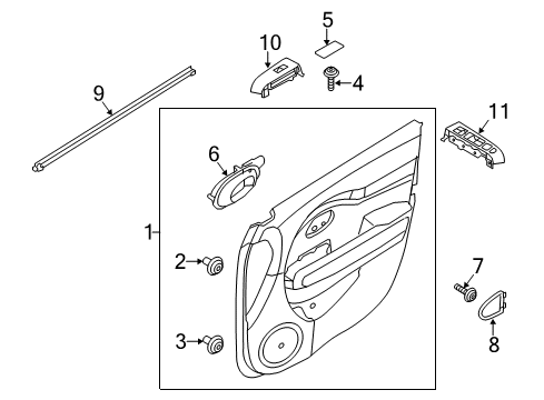 2015 Kia Soul EV Front Door WEATHERSTRIP-Front Door Belt Inside Diagram for 82231B2000