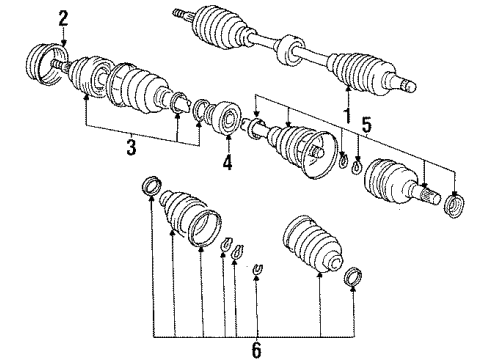 1989 Toyota Corolla Drive Axles - Front Front Cv Joint Boot Kit Inboard Joint Diagram for 04438-01030