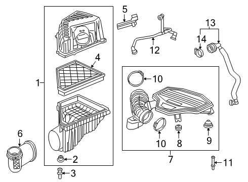 2021 Cadillac XT6 Air Intake Inlet Duct Diagram for 84240995