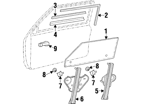 2000 Jeep Cherokee Front Door Window Regulator Front Diagram for 55076053AF