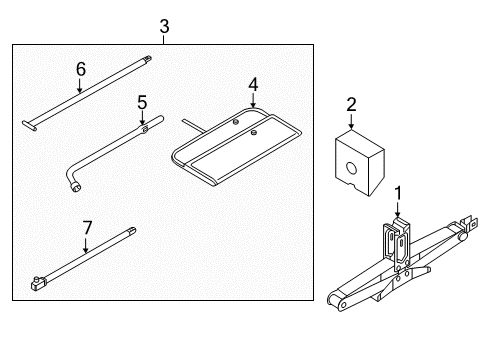 2020 Infiniti QX80 Jack & Components Tool Set Diagram for 99501-1LA1C
