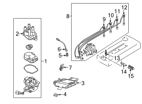 1998 Nissan Altima Powertrain Control Cap Distributor Diagram for 22162-9E000