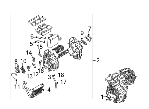 2005 Hyundai Tucson Air Conditioner Core & Seal Assembly-Heater Diagram for 97138-2E150