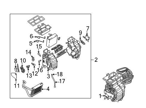 2005 Hyundai Tucson Air Conditioner Temperature Actuator Motor Assembly Diagram for 97159-2E250