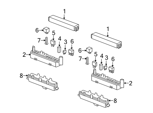 2005 Cadillac STS Fuse & Relay Block Asm, Body Wiring Harness Junction Diagram for 89046747