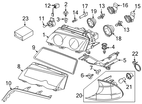 2006 BMW M3 Headlamps Long Life Light Bulb Diagram for 63217160781