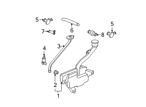 2006 Honda Accord Wiper & Washer Components Cap Unit, Mouth Diagram for 76802-SDC-A01