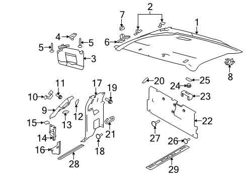 2013 Ford F-150 Interior Trim - Cab Headliner Diagram for BL3Z-1551944-BA